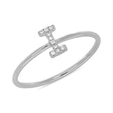 0.03ct 14k White Gold Diamond Lady's Ring - Letter I